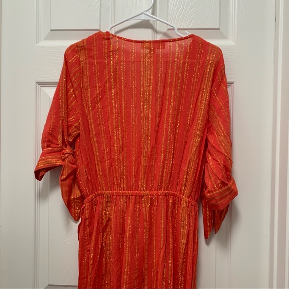 NWT MICHAEL MICHAEL KORS Metallic Crepe Ruffled Wrap Dress - Picture 11 of 13